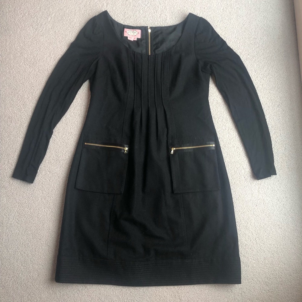 Phoebe Couture Black Wool Dress